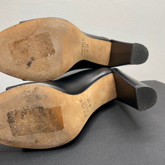 VINCE Black Boyard Two Tone Peep Toe Ankle Boots US 10 - Picture 8 of 10